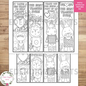 Cute Teacher Appreciation Coloring Bookmarks for Kids, Goodie Bag Tags ...