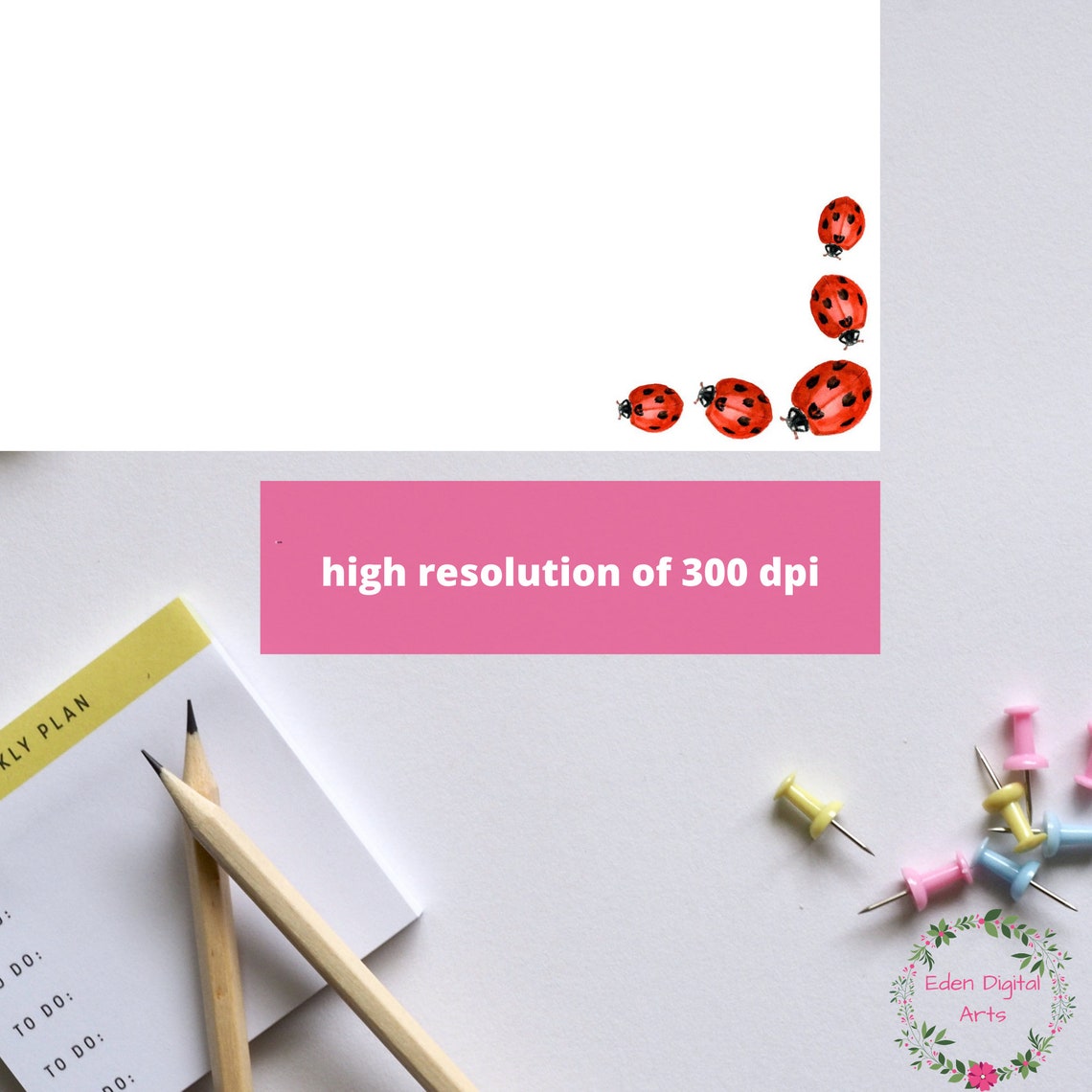 Red Ladybugs Writing Paper Printable Stationary Lined and | Etsy