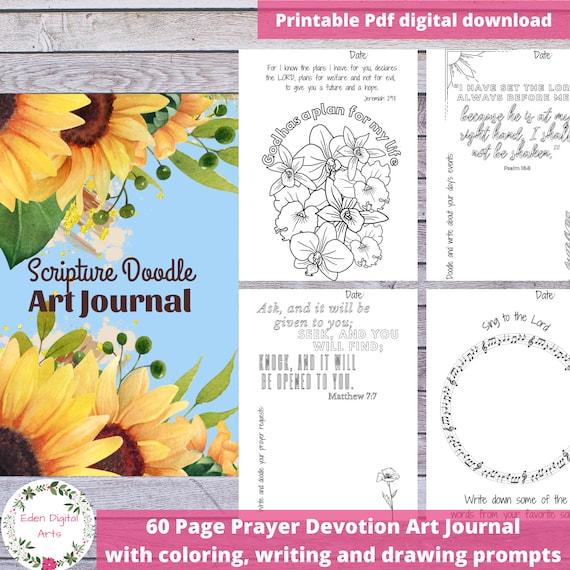 Scripture Doodle Art Journal for Kids and Adults, Faith Devotional