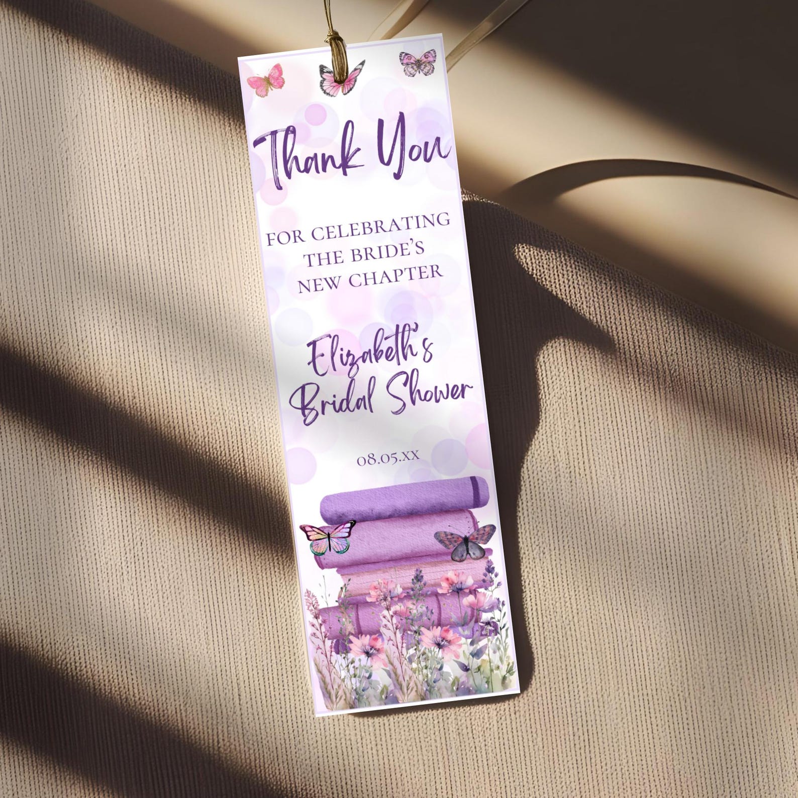 Editable Custom Text Party Favor Bookmark Storybook Bridal Shower Thank ...