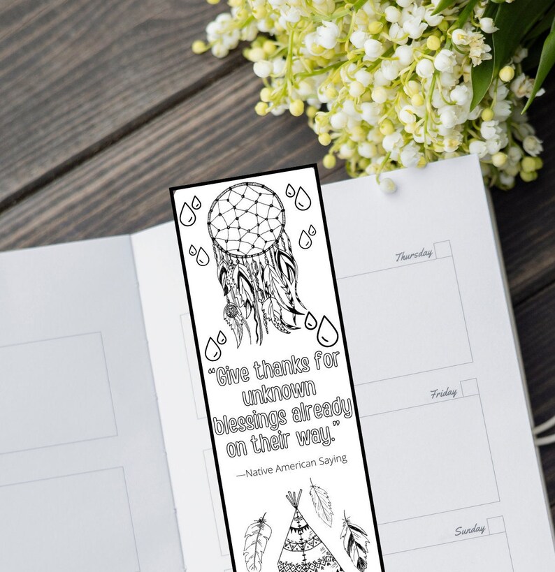 Native American Quotes Coloring Bookmarks Indigenous People Day Craft ...