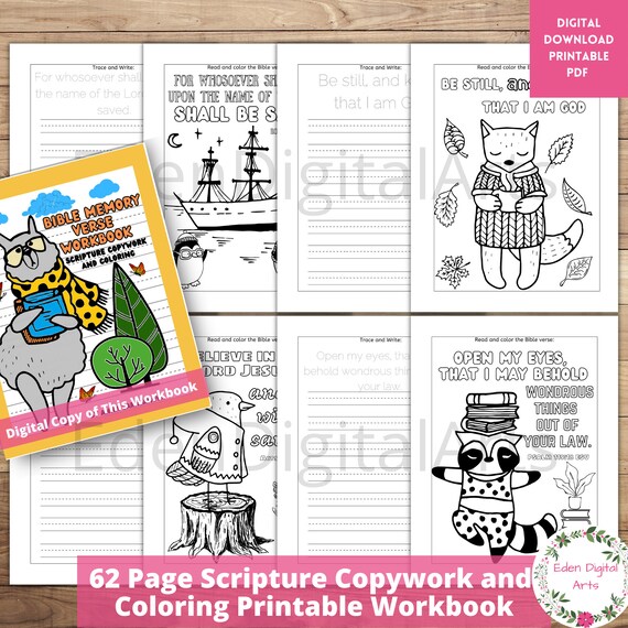 Bible Memory Verse Workbook Scripture Copywork and Coloring - Etsy