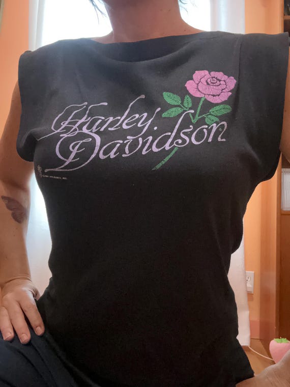 Vintage 90'S Harley-Davidson Motorcycle T-Shirt, Made in Canada, Men's Size Large cotton black type Vintage Second Hand