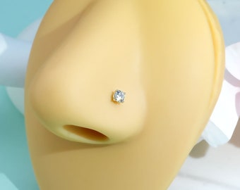 16G S925 Silver Clear CZ Nose Stud/Helix Earring/Tiny Nose Stud/Internally Threaded/Nose Ring/Nose Jewelry/Minimalist Earring/Helix Piercing