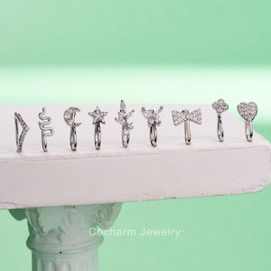 9PCS CZ Fake Nose Ring/Nose Clip/Nose Cuff/Nose stud/Nose Piercing/Fake Piercings/Cartilage Ring/Tragus Ring/Conch Ring/Earlobe Ring Clips