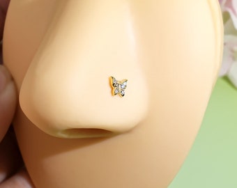 20G S925 Silver Butterfly Nose Stud/Nostril ring/Nostril piercing/Nose Stud Ring/L Shape Nose Ring/L-Shaped Nose Stud/Nose Piercing/Gift