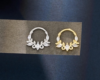 16G bladgoud/zilver helder septum ring septum/septum piercing/1 STKS Daith piercing oorbel