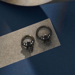 16G Black Bat Skeleton Septum Ring/Daith Jewelry/Halloween Jewelry/8/10mm Septum Clicker