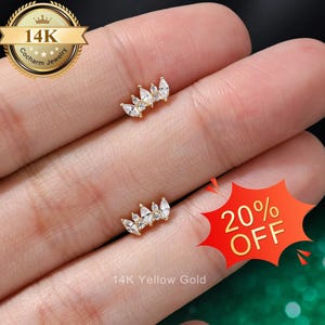 20% zniżki na 14-karatowe żółte złoto z owalnym cyrkoniowym kolczykiem typu helix, 16G/18G płaski kolczyk do chrząstki, bezgwintowy kolczyk do labretu z bolcem, kolczyk do małżowiny, piercing helix