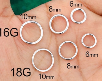 Aro de cartílago de 16G/18G/perforación de hélice de plata de ley/anillo de segmento con bisagras/septum de nariz/aro de nariz/pendiente daith/anillo de caracola/joyería Tragus