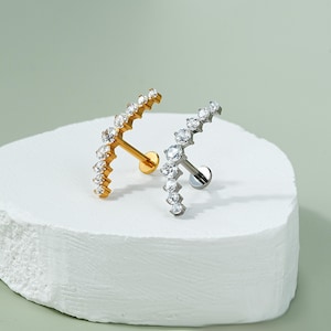 16G Titanium Gold/Sliver CZ Stud/Cartilage Earring/Tiny Nose Stud/Nose Ring/Labret Stud/FlatBack Stud/Internally threaded/Helix/Helix Ring