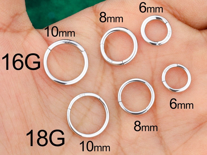16G/18G Cartilage Hoop/sterling Silver Helix Piercing/hinged - Etsy