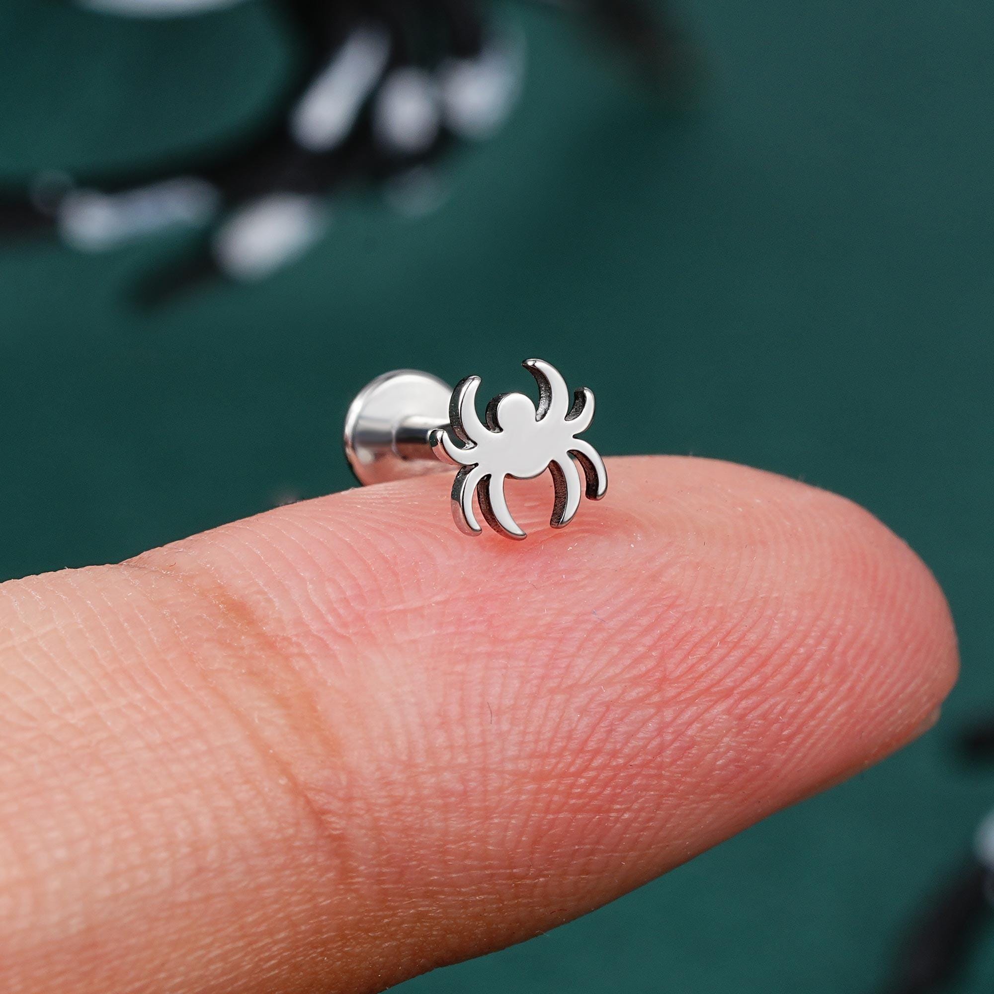 16G Spider Shape Cartilage Stud/Inner Conch Stud/Helix/Tragus Stud/Flat Back Earring/Labret Stud/Forward Helix Stud/1PCS/Halloween Jewelry