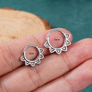 16G Stainless Steel Flower CZ Septum Ring/Daith Earring/Clear CZ Cartilage Hoop/Helix Piercing/Septum Jewelry/Conch Hinged Clicker/Gifts