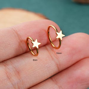 18G Stainless Steel Gold Star Ring/Helix Hoop/Helix Ring/Cartilage Hoop/Helix Earring/1PCS/Hoop Earring/Conch Ring/Hinged Segment Ring/Gifts