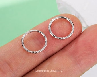 16G/18G S925 Silver Twisted Cartilage Hoop/Helix Piercing/Hinged Segment Ring/Nose Hoop/Daith Earring/Conch Ring/Tragus Jewelry/Helix Hoop