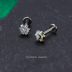 Pernos de hélice de titanio sólido G23, Perno de labret de empuje sin rosca 16G, Pendientes de cartílago de espalda plana, Joyas de tragus, Pernos de concha, Pendientes de perno