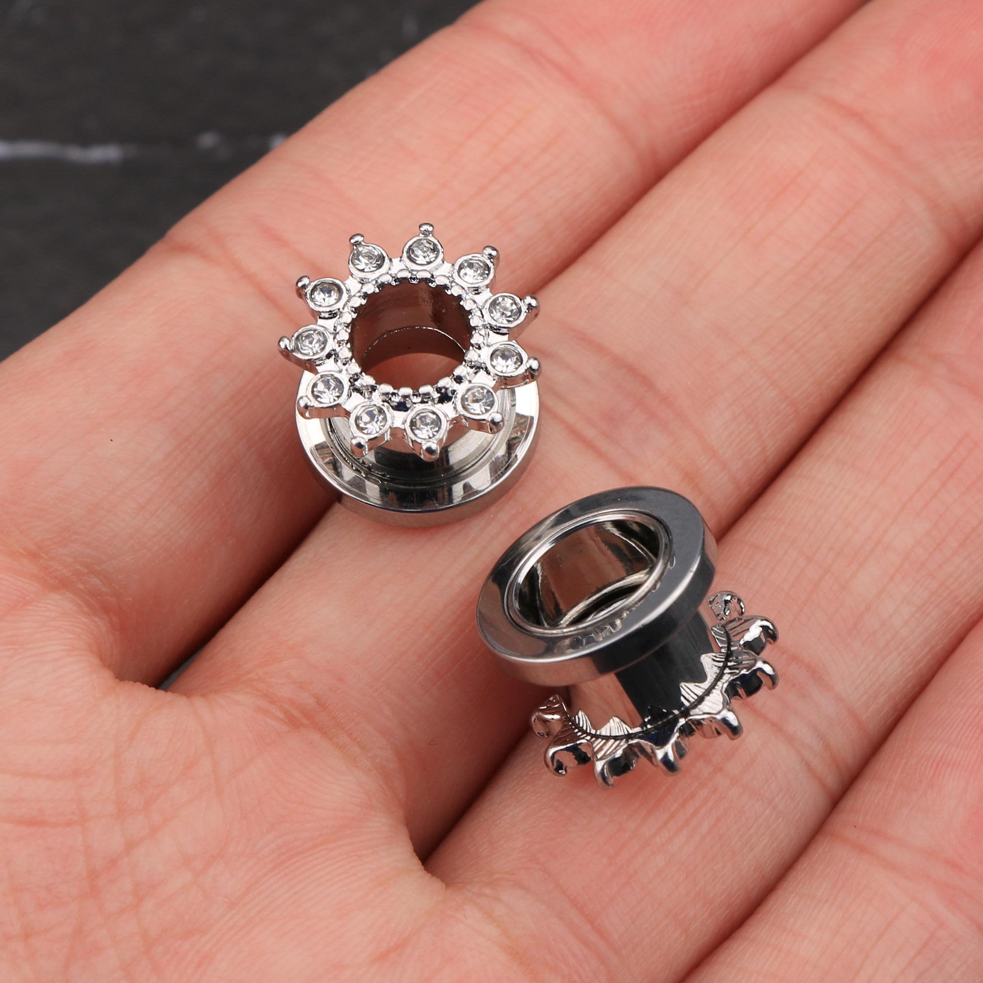 2PCS 316L Stainless Steel Ear Gauges/ Cubic Zirconia Petal Etsy