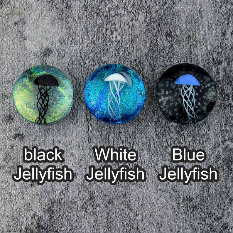 Pairs Glass Jellyfish Plug Earrings/Unique Desigh Glass Gauges/Single Flare Ear Tunnels/Expander Stretchers/0g, 00g Gauge Plugs/ 5/8, 1/2 image 1