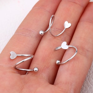 16G/18G/20G Twisted Spiral Helix Earring/S-Shaped Conch Earring/Cartilage Hoop/925 Sterling Silver/Spiral Earrings/Helix Hoops/Lobe Piercing