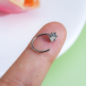 20G Titanium Dog Paw Nose Ring/Nose Piercing/Nostril Ring/Nose Hoop/Nostril Piercing/C Shape Nose Jewelry/Nostril Jewelry/Tiny Nose Ring image 9