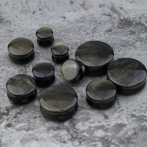 Pairs Obsidian Stone Plugs/Double Flared Ear Gauge Plug/Gauge Plug Earring/Stone Plug Gauges/Ear Expanders/0G Ear Stretchers/Plugs 2g, 00g