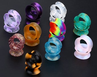 20 pièces tunnels pour chair en silicone souple/boucles d'oreilles phosphorescentes/Jauges auriculaires en silicone au design unique/Tunnels doubles/bouchons pour jauge de chair 0 g