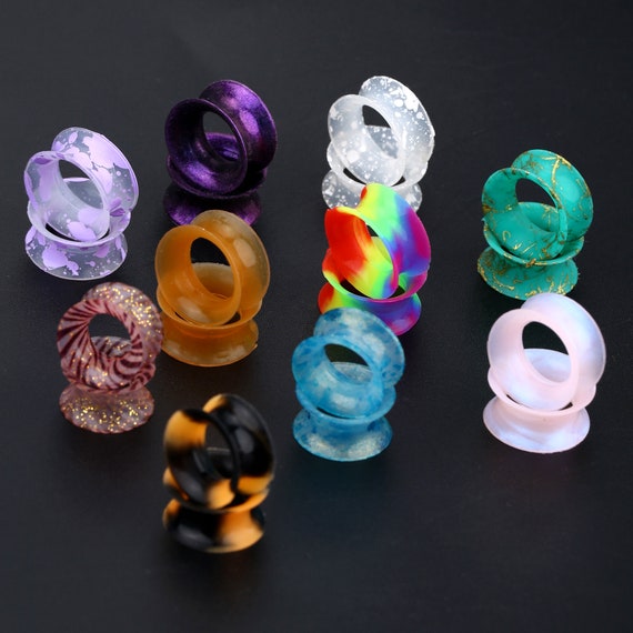 MODRSA 9 Pairs of Silicone Double Flared Tunnel Expander Flexible Stretching Ear Skin Flesh