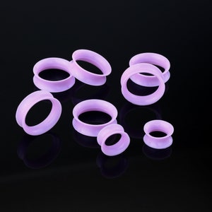 4pcs  Lavender Soft Silicone Ear Plugs/Shimmer Flesh Tunnels/Gauge Plugs/Double Flare Ear Tunnels/Gauge Earring/Ear Expanders 2g, 0g, 00g