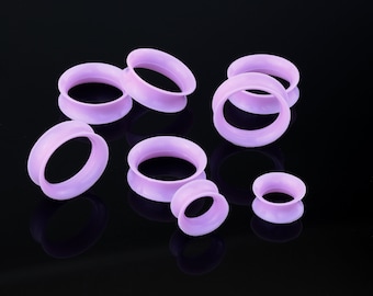 4pcs  Lavender Soft Silicone Ear Plugs/Shimmer Flesh Tunnels/Gauge Plugs/Double Flare Ear Tunnels/Gauge Earring/Ear Expanders 2g, 0g, 00g