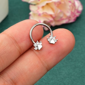 16G Dog Paw Septum Ring/Horseshoe Septum Ring/Horseshoe Ring/Daith Earring/Helix Earring/Cartilage Piercing/Tragus Jewelry/Nose Ring/1 Pcs