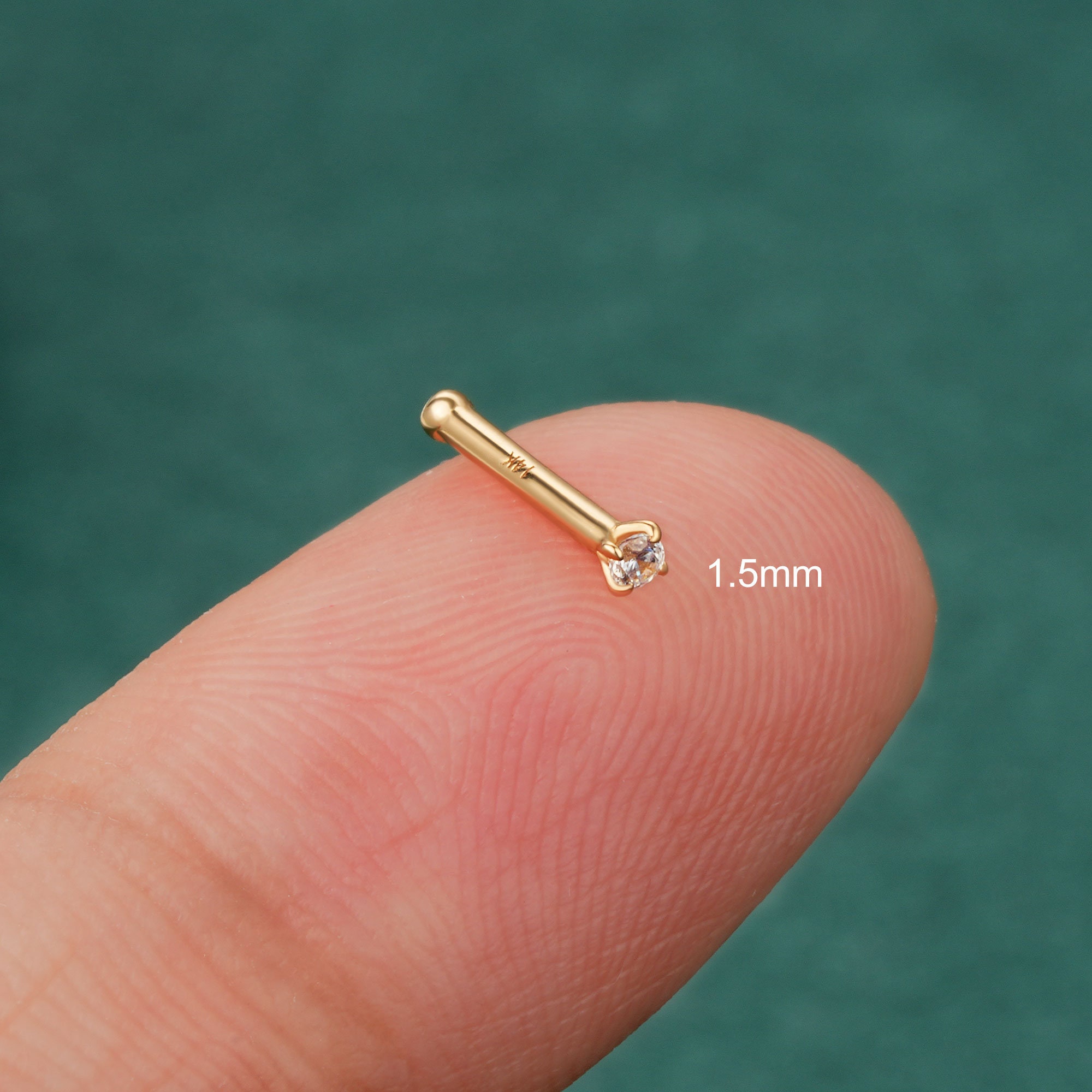 Nose Piercing Gold 14k 18 Gauge White Gold Solid 14K Yellow Gold