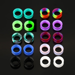 20PCS Silicone Ear Gauges/Plug Gauge Ear Earring Tunnel/Glow in the Dark Ear Tunnels/Soft Silicone Tunnel Earrings/ 00g 7/8" Simple Tunnels