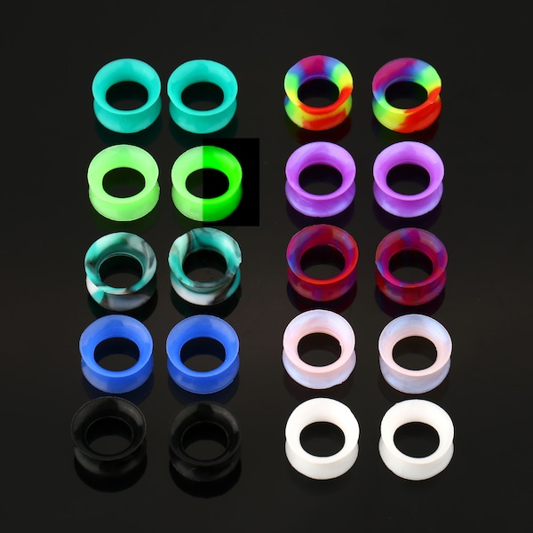 20PCS Silicone Ear Gauges/Plug Gauge Ear Earring Tunnel/Glow in the Dark Ear Tunnels/Soft Silicone Tunnel Earrings/ 00g 7/8" Simple Tunnels