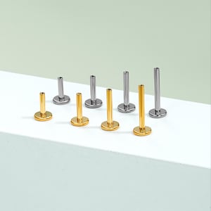 16G Titanium Gold/Silver Threadless Replacement Posts/Flat Back Earring/Conch/Cartilage/Helix/Nose Studs/5/6/8/10mm/Push Back/1PCS/Gift