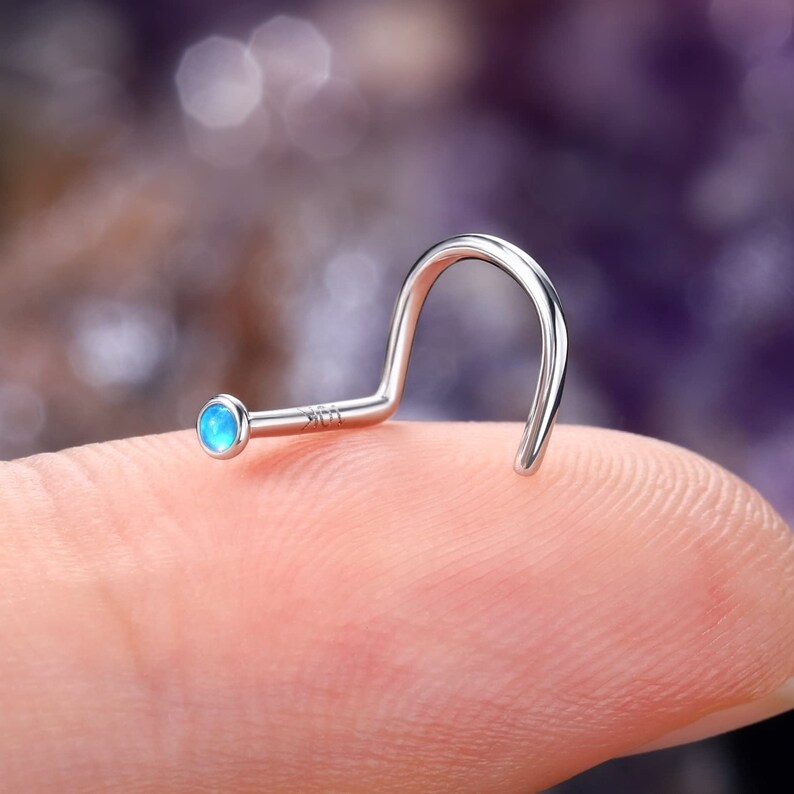 10ct White Gold Nose Stud Screw Nose Piercing Stud Nostril Etsy