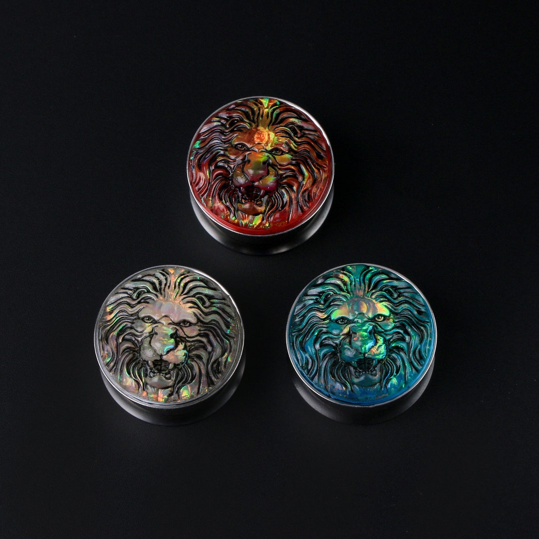 Pairs Lion Face Ear Gauges/single Flare Tunnel Plugs/stainless Etsy