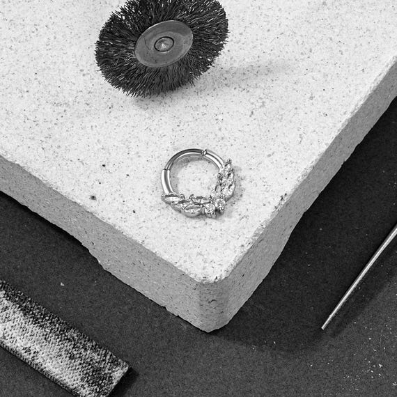 Anello Nasale In Acciaio Inox 316L - Chiusura A Cerniera Con Zirconia Cubica Trasparente - Foto 13