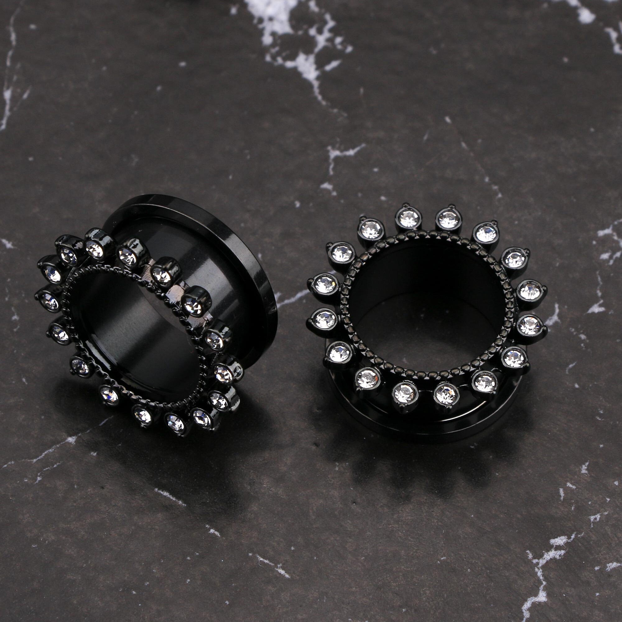 2PCS 316L Stainless Steel Man Ear Gauges/ Cubic Zirconia Petal Etsy