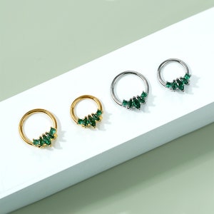 16G Verde CZ Anello setto/Gioielli setto/Piercing del setto/Orecchini Daith in argento/Cartilagine/Cerchio elicoidale/Cerchio conchiglia/Orecchini Danity/1 PZ/Regalo
