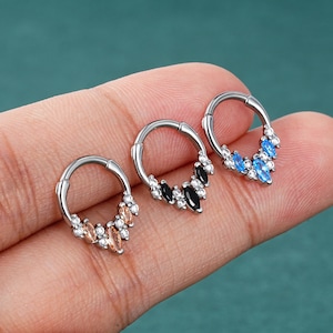16G Stainless Steel Colorful CZ Septum Ring/Daith Hoop/Cartilage Hoop/Helix Piercing/Septum Jewelry/Conch Hinged Clicker/Gift For Her/1PCS