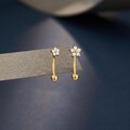 16G Floral CZ Gold Rook Curved Barbell/Rook Piercing/8mm Eyebrow Ring/1PCS Eyebrow Jewelry