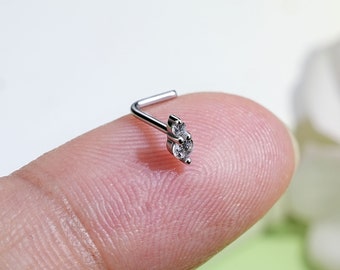 20G S925 Silver CZ Nose Stud/L-Shaped Nose Stud/Nostril ring/Nostril piercing/Nose Bone/Nose Ring/Nose Piercing/Nostril Jewelry/1 Pcs/Gift