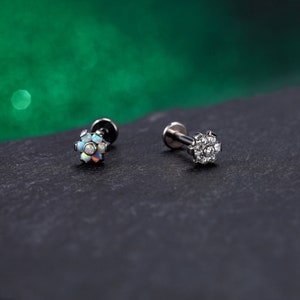 G23 Solid Titanium Helix Studs, 16G Threadless Push-in Labret Stud ...