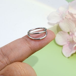 16G S925 Silber Doppel Hoop Nasenring / Silber Nase Hoop / Minimalist Ohrring / Knorpel Hoop / Helix Hoop / Tragus Hoop / Conch Ohrring / 1 Stück / Geschenk / Nase