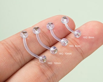 16G Acrylic Rook Earring/Curved Barbell/Cartilage Earring/Rook Piercing/Eyebrow Ring/Rook Barbell/Barbell jewelry/Gift/1 PCS/Tragus Barbell