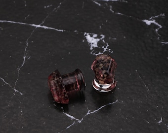 Pair Clear Coffin Glass Plug Earrings/Single Flare Ear Gauges/Flesh Tunnels/Ear Expanders/0G Ear Plugs/Unisex Gauges 00g, 1/2", 9/16", 5/8"