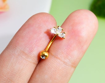 16G Silver/Gold Floral Rook Earring/Cartilage Earring/Rook Piercing/Eyebrow Ring/Flower Barbell/Cartilage Piercing/Barbell jewelry/Gift