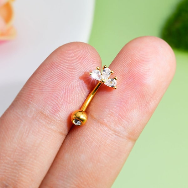 16G Silver/Gold Floral Rook Earring/Cartilage Earring/Rook Piercing/Eyebrow Ring/Flower Barbell/Cartilage Piercing/Barbell jewelry/Gift