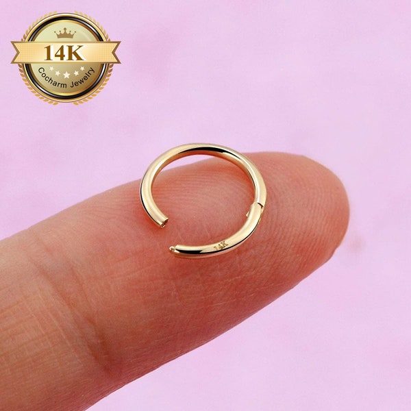 Aro de cartílago de oro de 16G 14K/anillo de segmento con bisagras/aros de tabique de oro/aro de piercings de hélice/pendientes de tragus de caracola daith/pendiente de aro de hélice/regalo